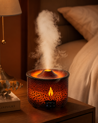 Humidificador Volcán — luz, aroma y efecto erupción