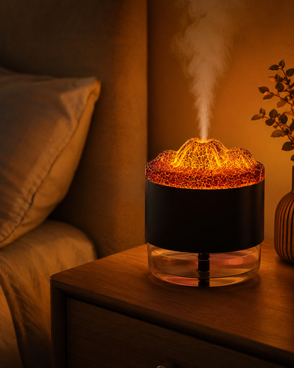 Humidificador Volcán — luz, aroma y efecto erupción