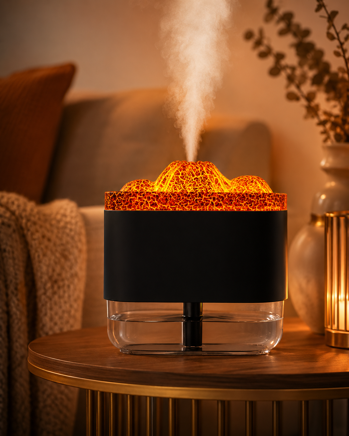 Humidificador Volcán — luz, aroma y efecto erupción